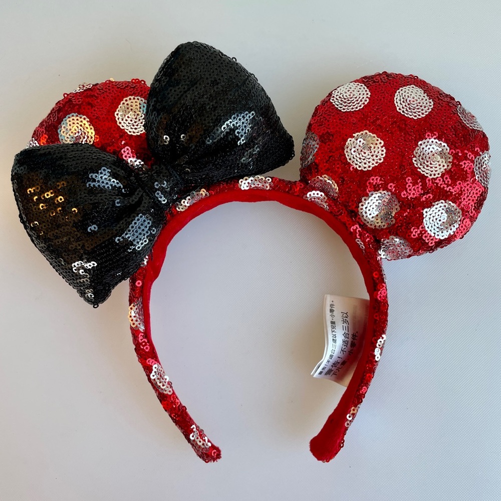 Authentic Disney Parks Minnie Mouse Polka Dot Sequined Headband - Youth Girls